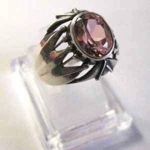 Vintage USSR Silver 875 Huge tourmaline stone ring